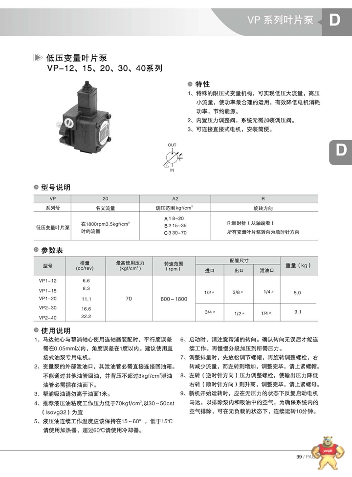 叶片泵VP-20型号