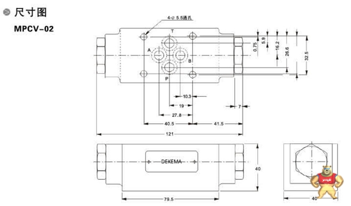 叠加液控单向阀MPCV-02尺寸图